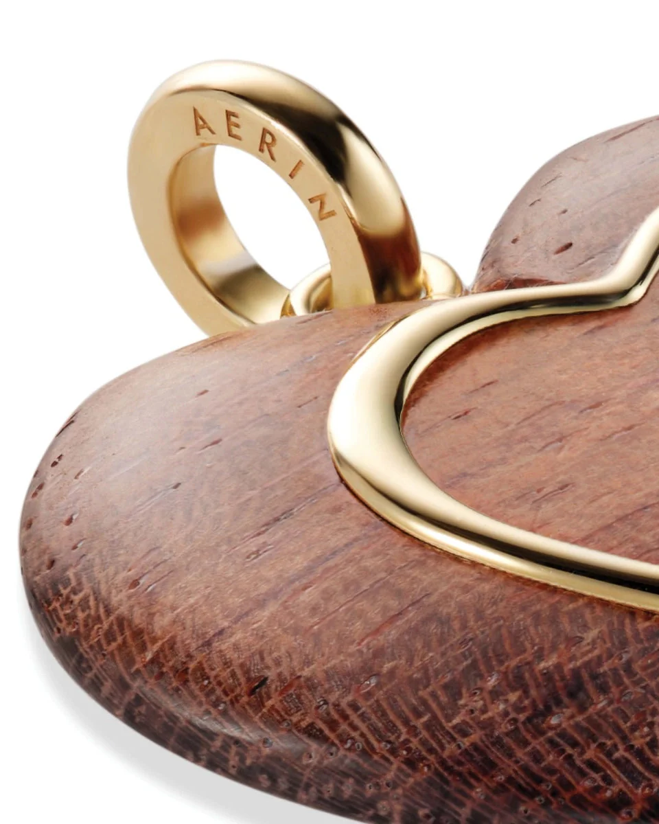 Lauren Heart Pendant 14K Gold & Rosewood - Image 3