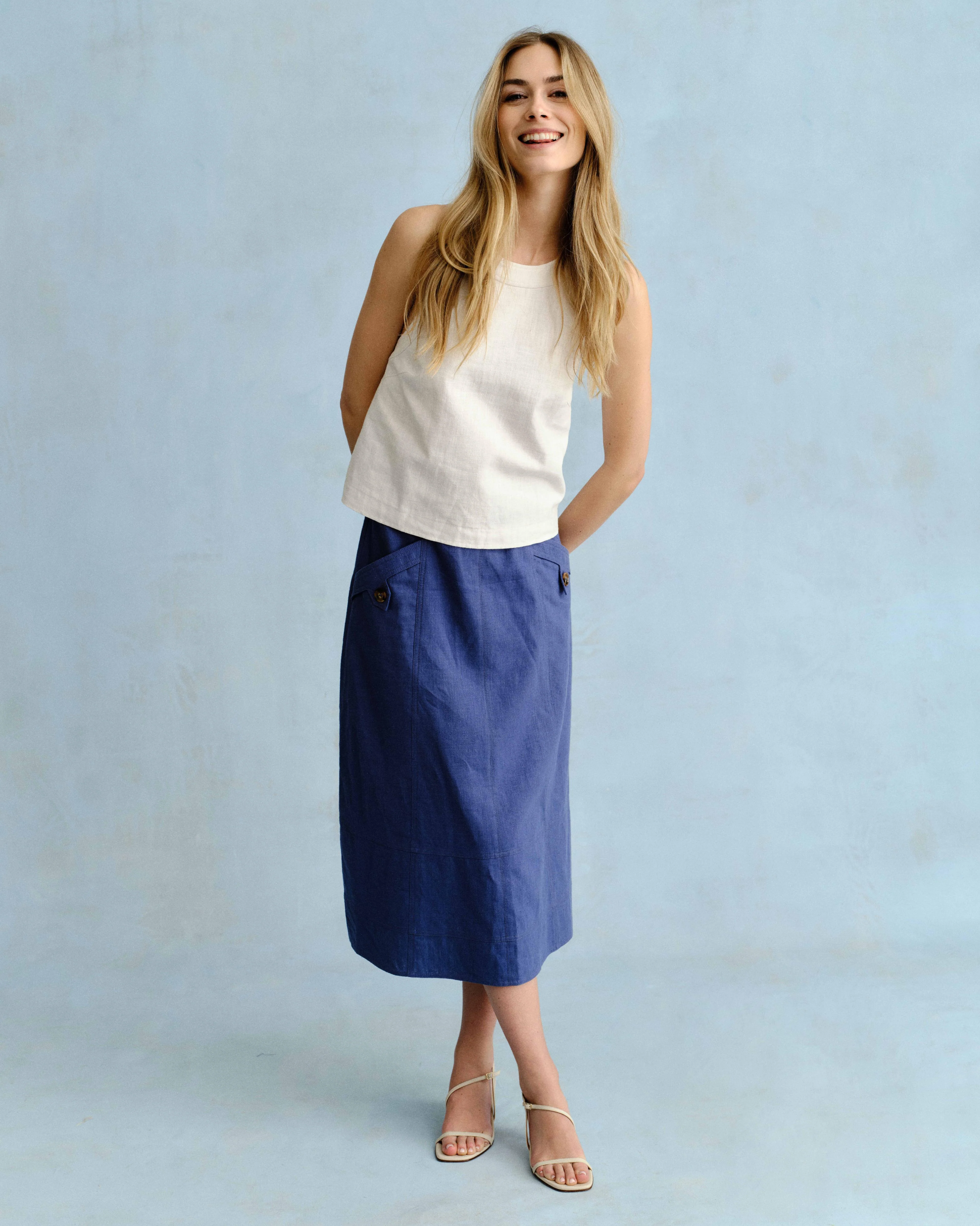 SU26 Alice Button Skirt-Coastal Indigo - Image 4