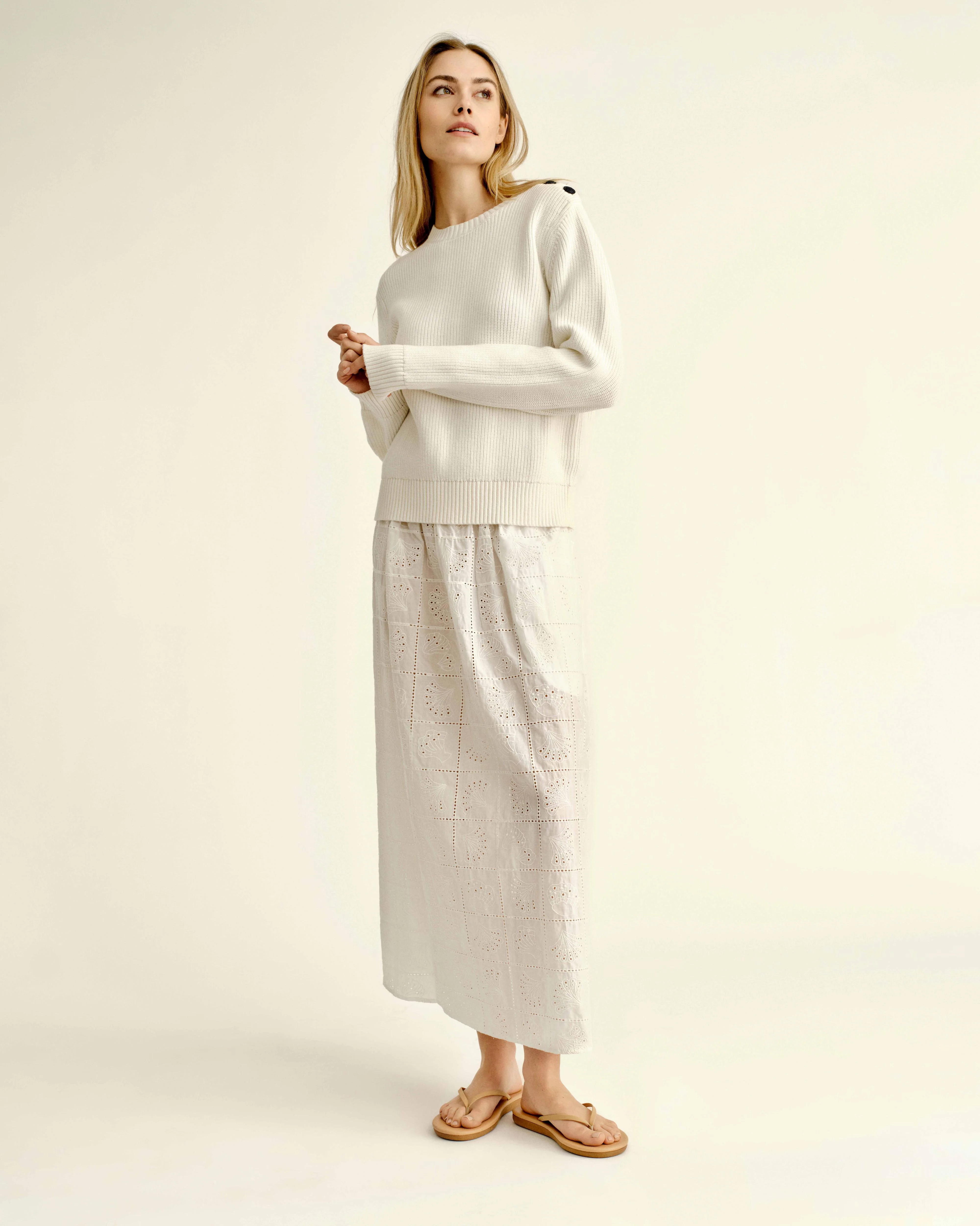 SU26 Celine Midi Skirt-Soft White - Image 3