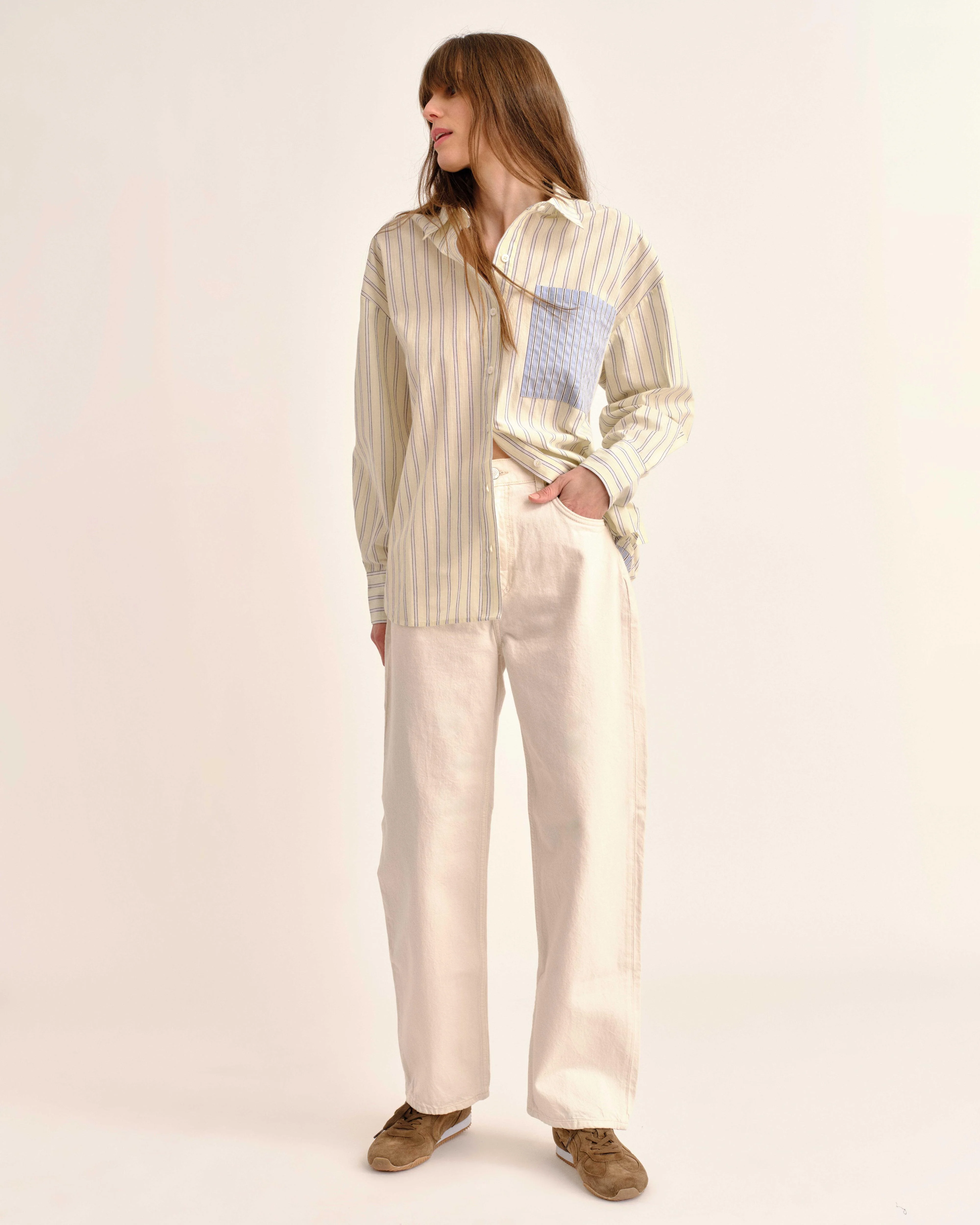 SU26 Penelope Button Front Shirt-Banana Stripe - Image 3